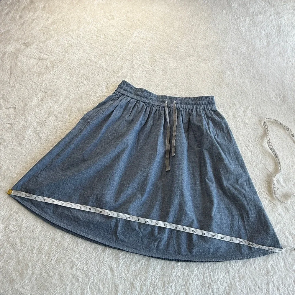 Alternative Apparel Chambray Mini Skirt Womens L Blue Cottagecore Boho‎ Pockets